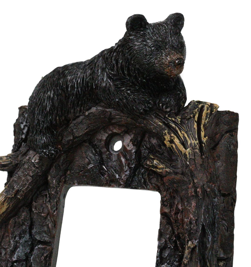 Set of 2 Rustic Forest Black Bears Climbing Tree Wall Single Rocker Cover