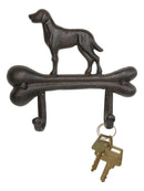 Pack of 2 Cast Iron Rustic Abstract Faithful Dog with Bone Double Wall Hooks