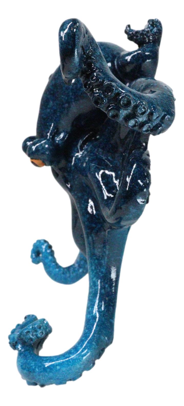 Nautical Marine Blue Giant Octopus Multi Point Tentacles Wall Hooks Sculpture
