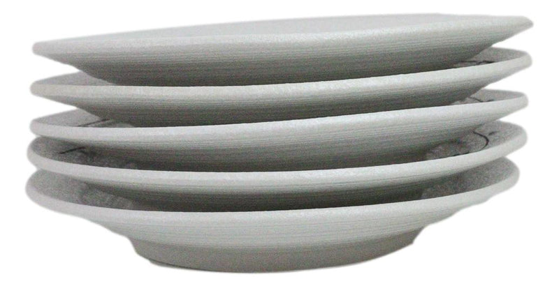 Pack Of 5 Ceramic Yukino Hana Snow Collection Large Round Dinner Plates 10" D