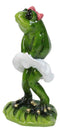 Sexy Lady Marilyn Green Frog with Pink Ribbon and White Cocktail Dress Figurine