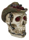 Western Old Wild West Cowboy Skull with Romantic Roses Barbed Wire Hat Figurine