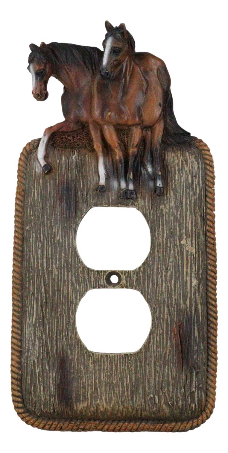 Set Of 2 Novelty Western Country Equine Horses Double Receptacle Outlet Plates