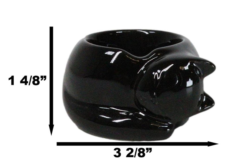 Pack Of 2 Wicca Ceramic Sleeping Black Feline Cat Tea Light Votive Candleholder