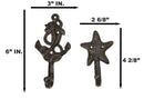 Pack of 6 Cast Iron Marine Sea Horse Anchor Lighthouse Starfish Shell Wall Hooks