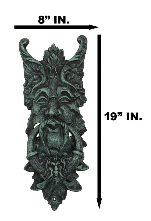 Cast Iron Verdigris Wiccan Celtic Greenman Forest Tree Ent Spirit Door Knocker