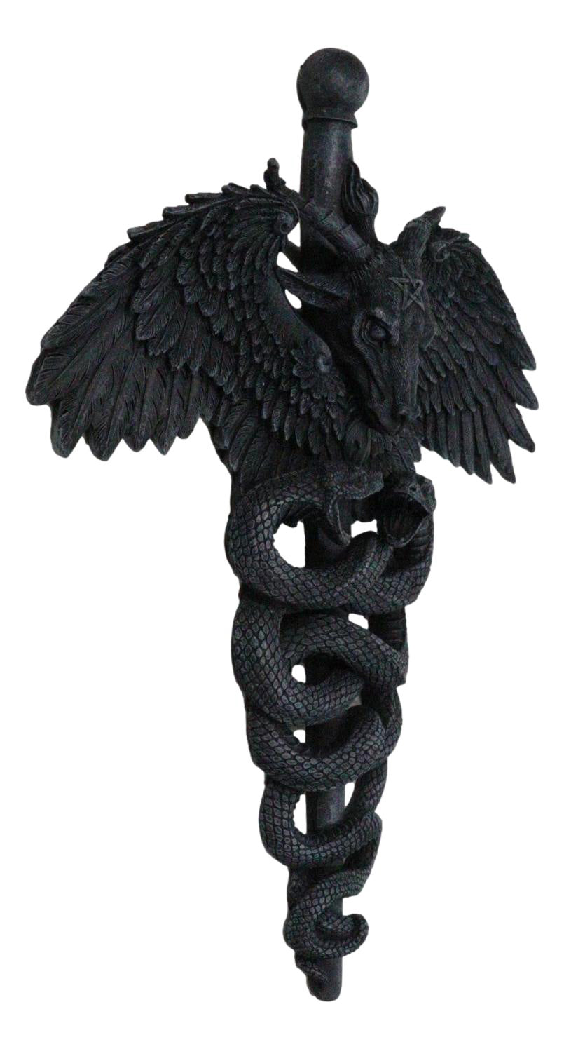 Ebros Gift Sabbatic Goat Baphomet Caduceus Serpent Pentagram Winged Wall Plaque