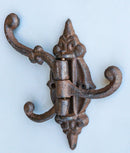 Pack Of 2 Cast Iron Rustic Victorian Scrollwork Spinning Swivel 3 Peg Wall Hooks