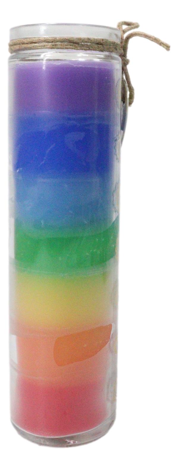 Rainbow 7 Chakra Zones Multi Scent Wicca Mystic Spiritual Tall Tube Candle