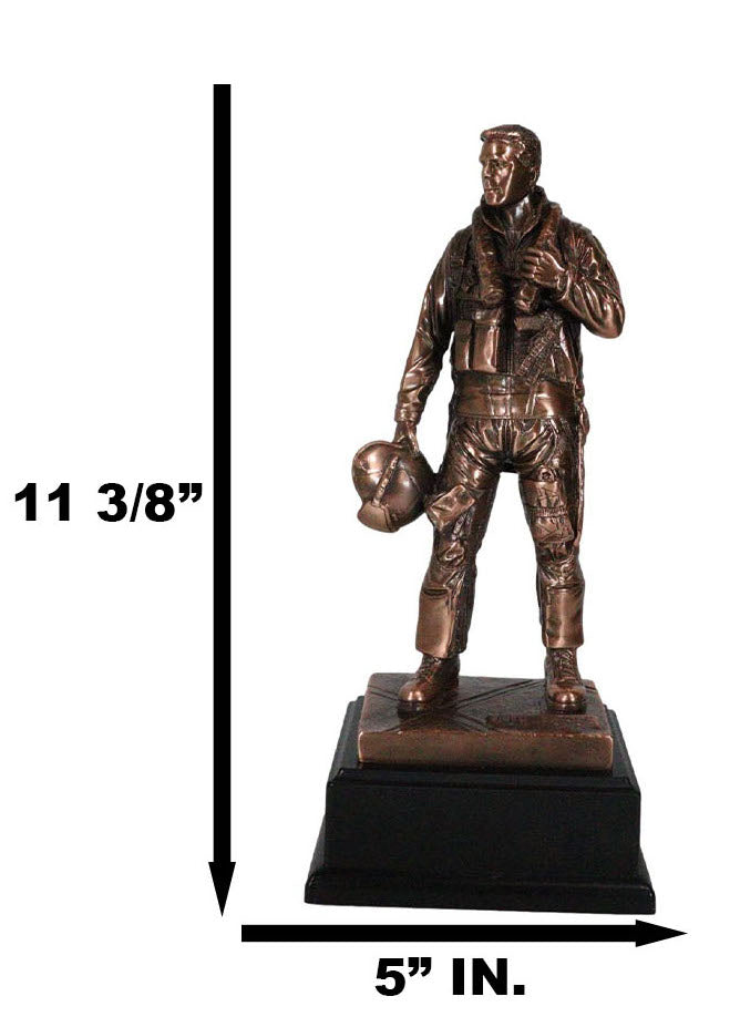 Air Force Airman Aircraft Carrier Fighter Jet Pilot Bronzed Statue With Base 11"