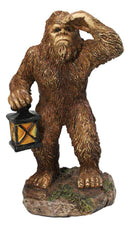 Rustic Funny Cryptid Hiker Bigfoot Holding Lantern Lost in the Woods Figurine