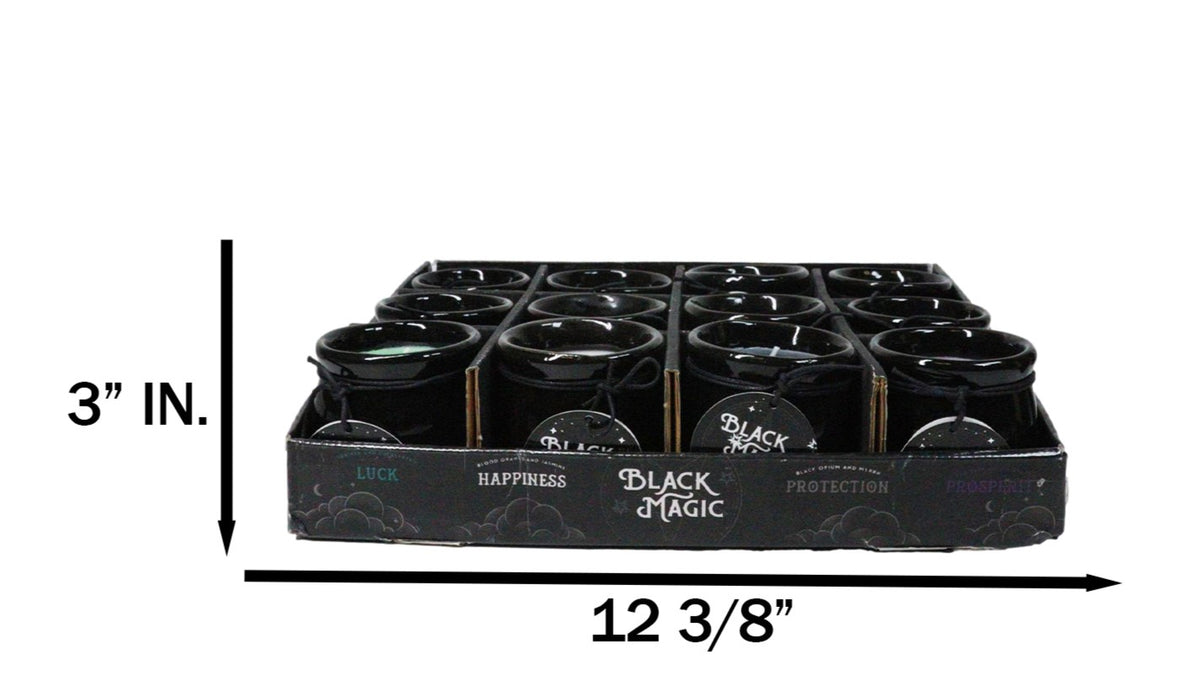 Pack of 12 Ceramic Witch Halloween Black Magic Cauldron Scented Pillar Candles
