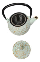 Mint Green Rustic Honeycomb With Bee Petite Cast Iron Teapot 10oz Tea Pot