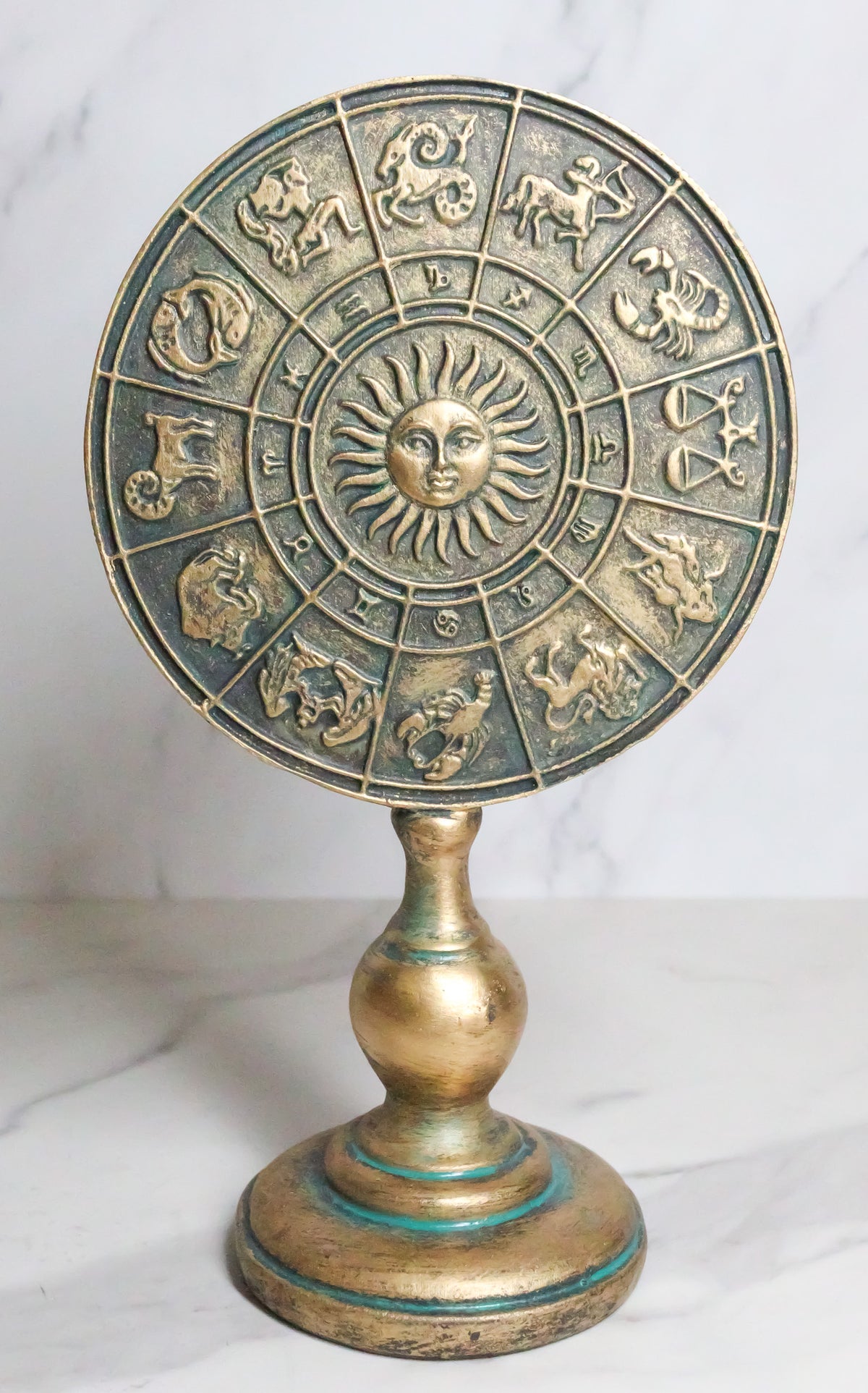 Greek Astrological Horoscopes Zodiac Constellations Sun Moon Plaque Stand Decor