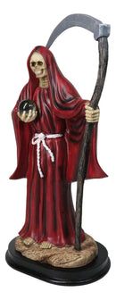 Red Robe Santa Muerte With Scythe Patroness Of Love And Romance Figurine 12"H