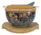 Maroon Tombo Dragonfly Donburi Ramen Bowl With Lid Trivet Spoon Chopsticks Set