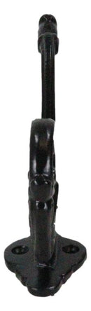 Set Of 4 Forged Cast Iron Black French Scroll Art Double Hooks Wall Coat Hangers