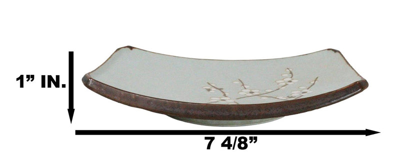 Set Of 4 Japan Made Sakura Cherry Blossoms Porcelain Rectangular Serving Plates