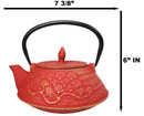 Red And Gold Traditional Ginko Tetsubin Medium Cast Iron Teapot 28oz Tea Pot