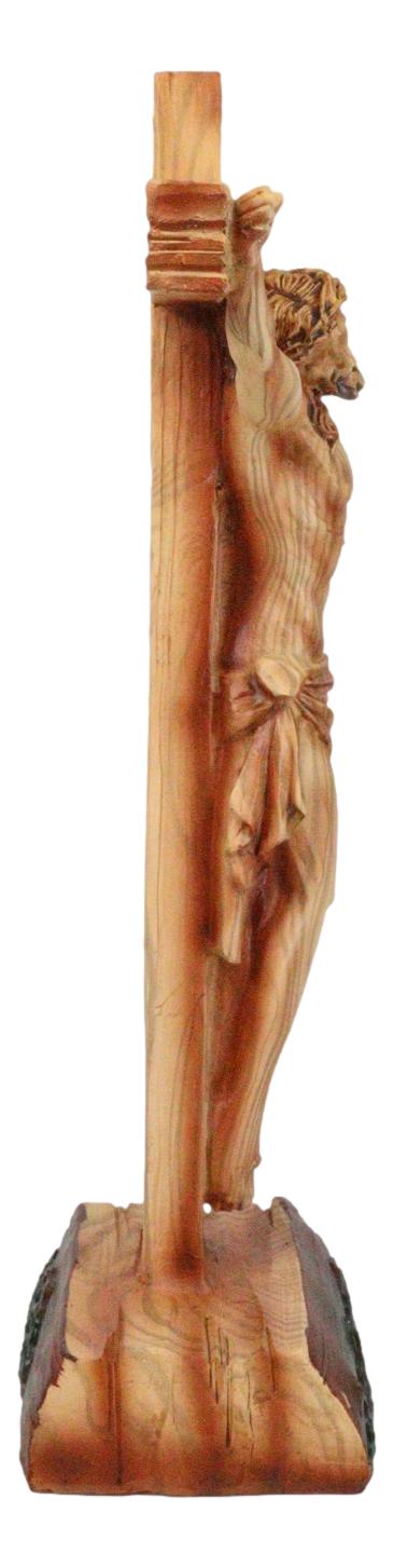 Passion Of Jesus Christ On The Cross In Faux Cedar Wood Finish Figurine 11.25"H