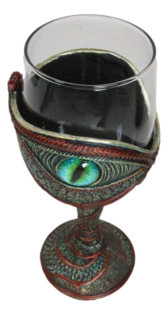 Mystical Horus Wedjat Gaze Eye Of The Dragon Scales Wine Glass Goblet Chalice