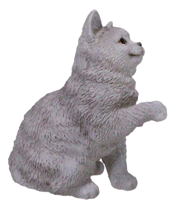 Realistic Feline British Shorthair Grey Kitty Cat Kitten Pawing Mini Figurine