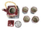 Maroon Grey Tombo Dragonfly With Flowers Hexagonal Teapot With 4 Tea Cups Set