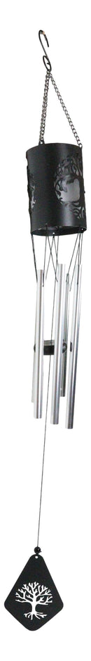 Celtic Tree Of Life Cylindrical Steel Metal Filigree Hanging Solar Wind Chime