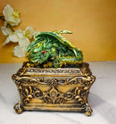 Green Dragon Decorative Jewelry Trinket Box with Sleeping Dragon on Gothic Tomb