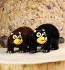 Rustic Forest Black Bear With Grizzly Bear Ceramic Salt And Pepper Shakers Set
