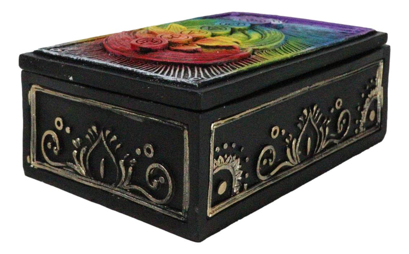 Metaphysical Wicca Rainbow Chakra Energy Zone 7 Colors Tarot Cards Trinket Box