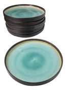 Pack Of 6 Green Midori Kannyu Large Round Dinner Plates With Lip Edge 10" D