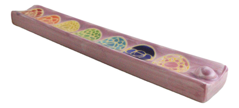 Ceramic Colorful Rainbow 7 Chakra Zone Colors Mandala Flowers Incense Holder