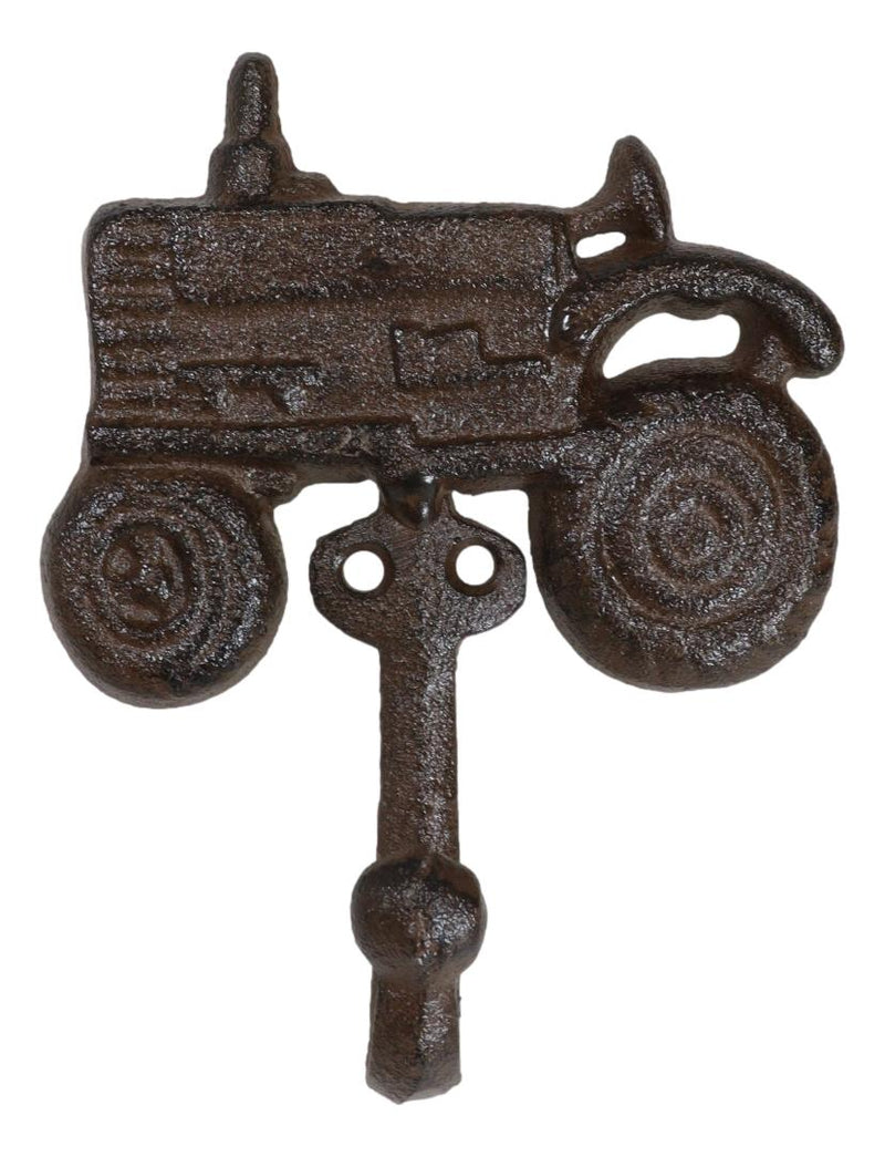 Pack of 2 Rustic Western Farm Tractor Cast Iron Metal Wall Hook Sculptures
