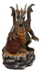 Fantasy Bronzite Fire Dragon Guarding LED Scaled Egg Decorative Figurine