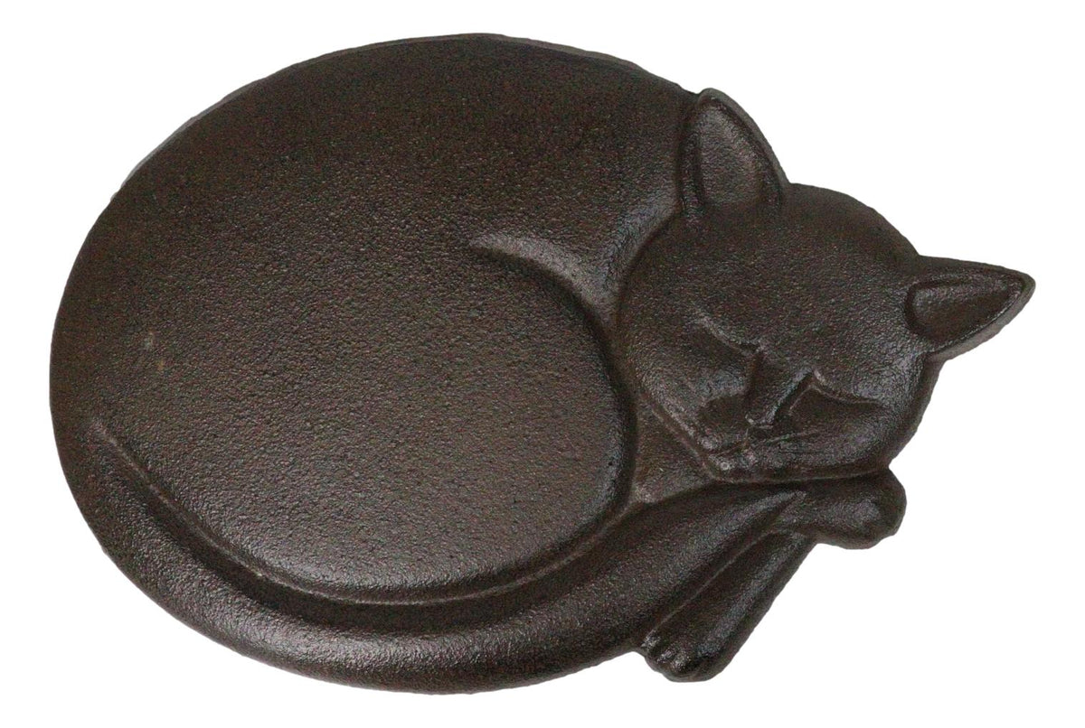 Set Of 3 Cast Iron Sleeping Kitty Cat Garden Stepping Stone Pave Foot Steps