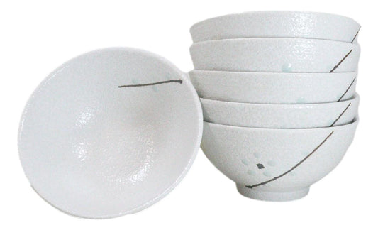 Pack Of 6 Ceramic Yukino Hana Collection Small Rice Soup Appetizer Bowls 10oz