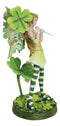 Green Shamrock Lucky Clovers Spring Garden Fairy With Striped Leggings Figurine
