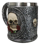 Love Never Dies Day Of The Dead Gothic Sugar Skull With Rose Flowers Coffee Mug