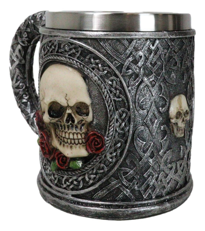 Love Never Dies Day Of The Dead Gothic Sugar Skull With Rose Flowers Coffee Mug