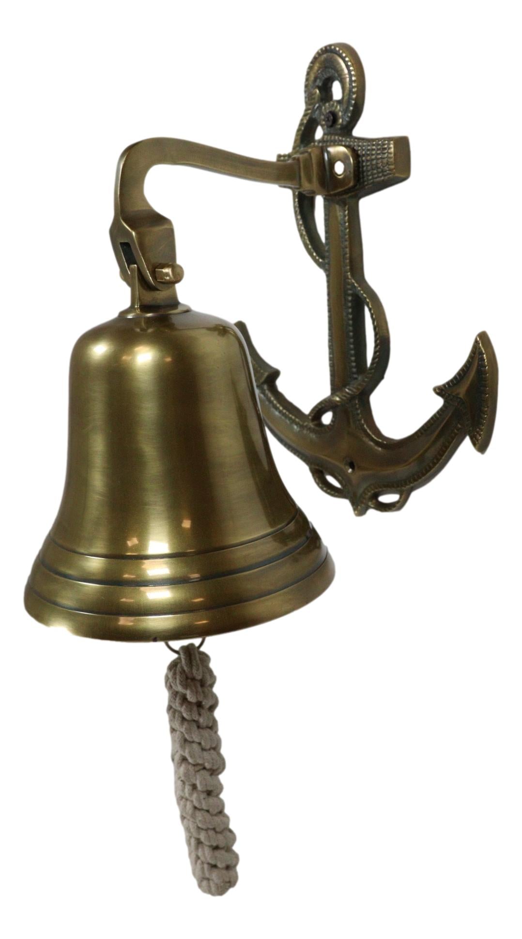 Aluminum Brass Plated Nautical Marine Fouled Anchor Door Wall Dinner Yard Bell