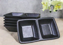 Pack Of 6 Black Silk Melamine 2 Partition Condiment Sauce Dipping Bowl or Dishes
