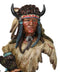 Native Indian Chief Warrior Hunter With Buffalo Horns And Feathers Bust Figurine