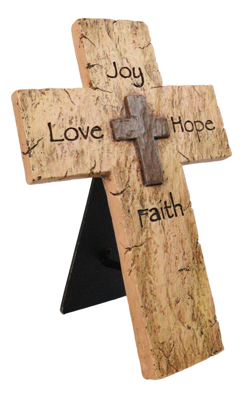 Rustic Inspirational Tuscany Vintage Love Joy Hope Faith Layered Wall Cross