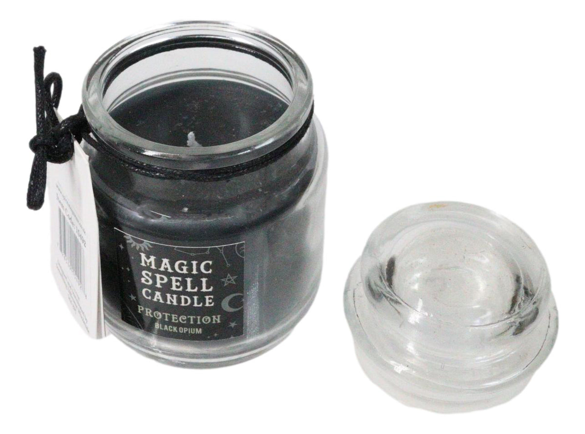 Set of 3 Wicca Halloween Ritual Black Opium Protection Spell Candle in Glass Jar