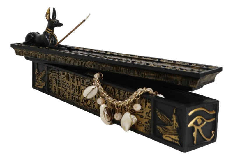 Egyptian God Of The Dead Anubis Jackal Dog Incense Burner And Storage Box Holder