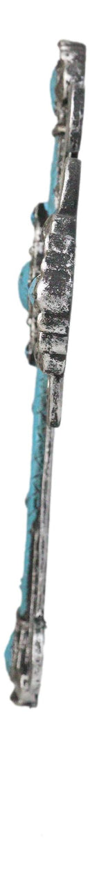 Southwest Silver French Fleur De Lis Crystals Turquoise Layered Wall Cross Decor