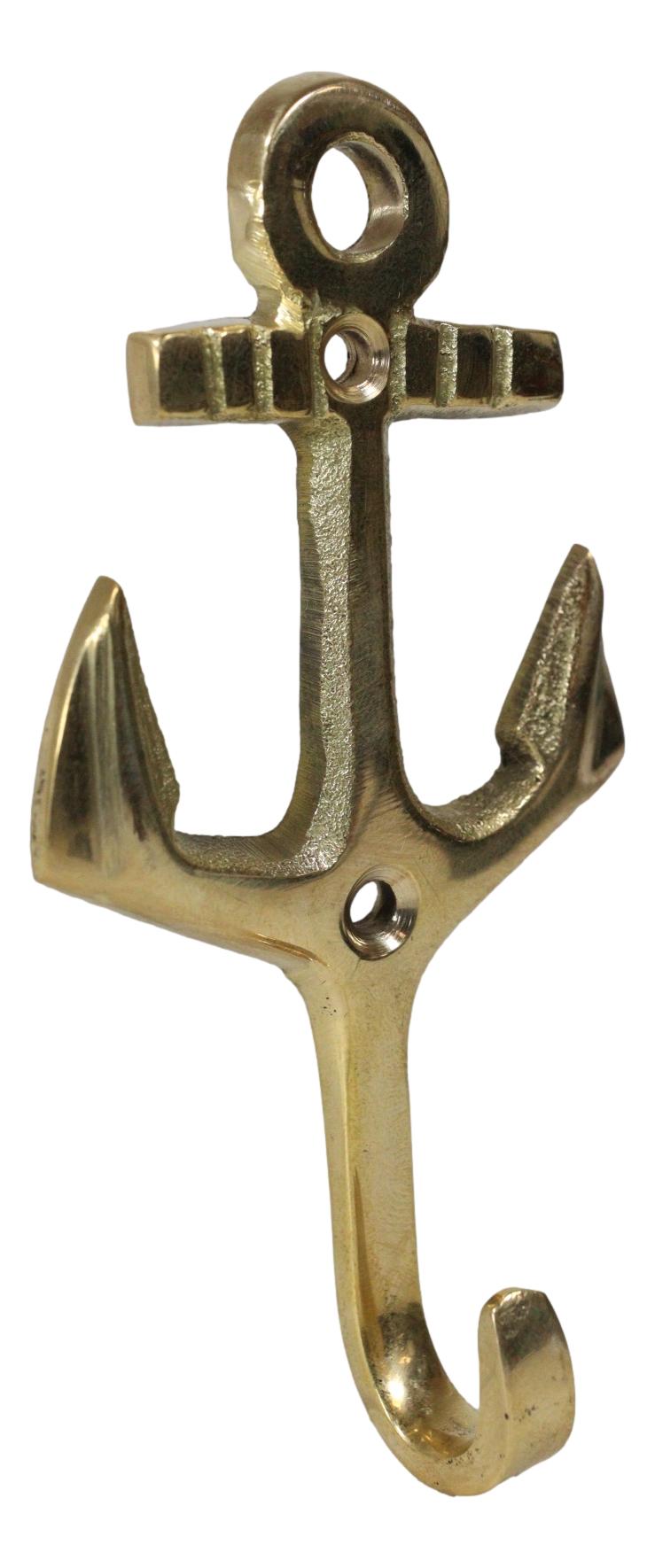 Set of 2 Brass Vintage Maritime Sailor Nautical Ocean Sea Ship Anchor Wall Hooks