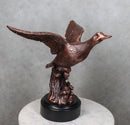 Rustic Pond Flying Mallard Duck Statue In Bronze Electroplated Resin Finish