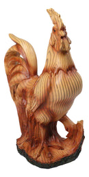 Rustic Farmhouse Rooster Figurine Faux Wood Carved Look Decorative Chicken